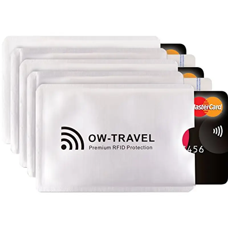 OW-Travel Custodie Blocco RFID. Protezione anti-frode. RFID Protection. Proteggi carte di credito contactless custodia (Porta bancomat schermato 5)