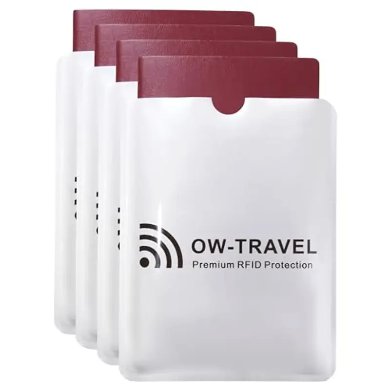 OW-Travel Custodie Blocco RFID. Protezione RFID per porta carte anti-frode.RFID Protection per Carte di Credito.Proteggi carte di credito contactless custodia(Custodie Blocco Passaporto 4)