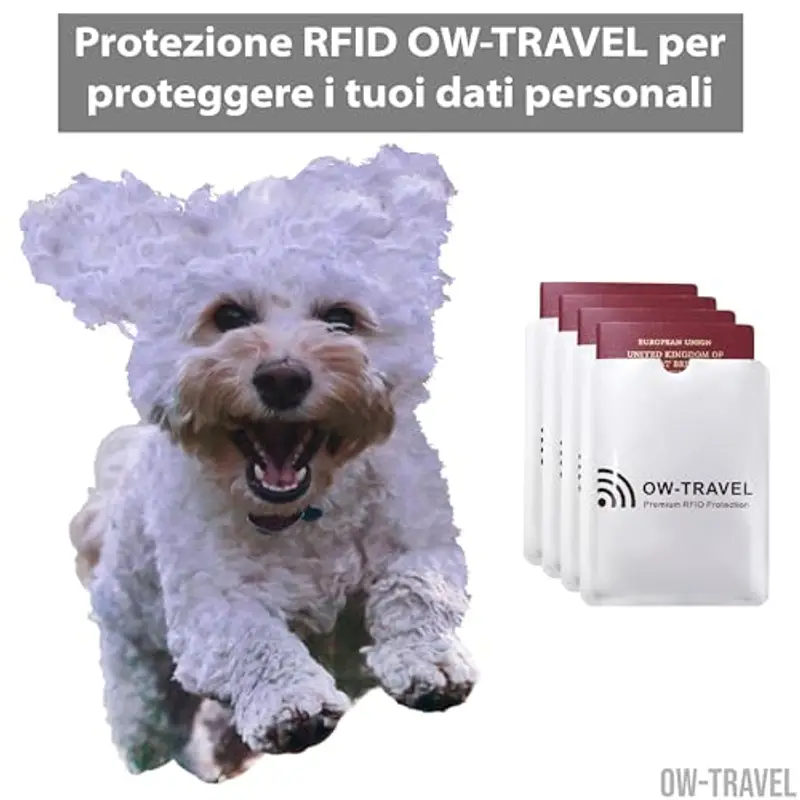 OW-Travel Custodie Blocco RFID. Protezione RFID per porta carte anti-frode.RFID Protection per Carte di Credito.Proteggi carte di credito contactless custodia(Custodie Blocco Passaporto 4) miniatura 2