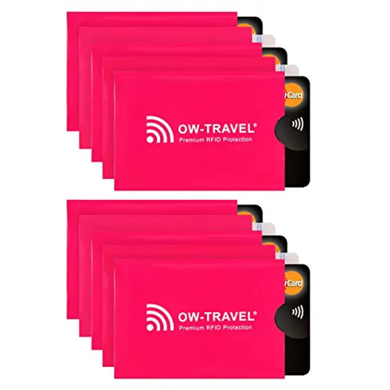 OW-Travel Custodie Blocco RFID. Protezione RFID per porta carte anti-frode.RFID Protection per Carte di Credito.Proteggi carte di credito contactless custodia(Porta bancomat schermato 10)