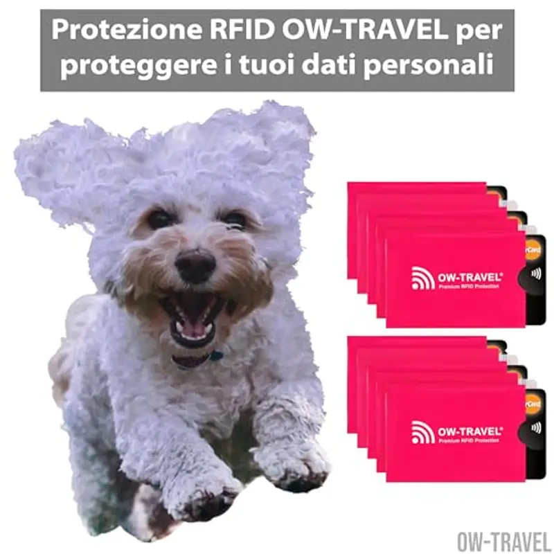 OW-Travel Custodie Blocco RFID. Protezione RFID per porta carte anti-frode.RFID Protection per Carte di Credito.Proteggi carte di credito contactless custodia(Porta bancomat schermato 10) miniatura 2