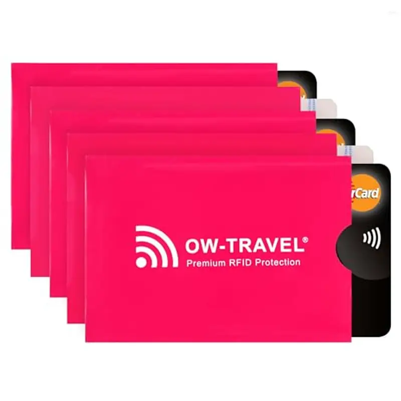OW-Travel Custodie Blocco RFID. Protezione RFID per porta carte anti-frode. RFID Protection per Carte di Credito.Proteggi carte di credito contactless custodia(Porta bancomat schermato 5)