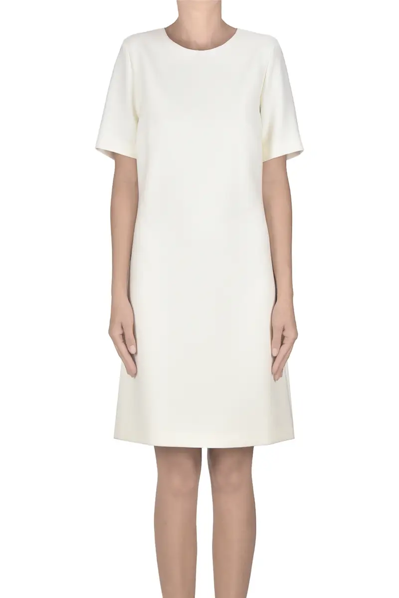 Abito svasato in misto lana Avorio