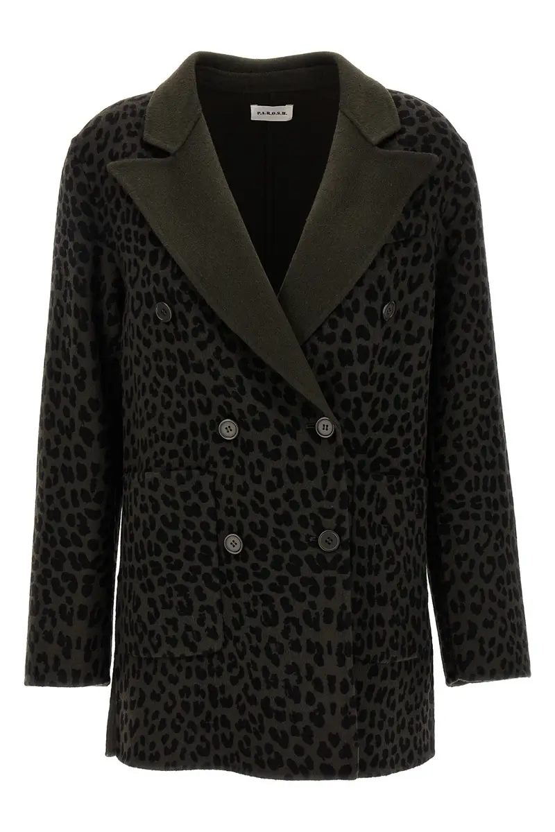 Blazer Doppiopetto Animalier Verde