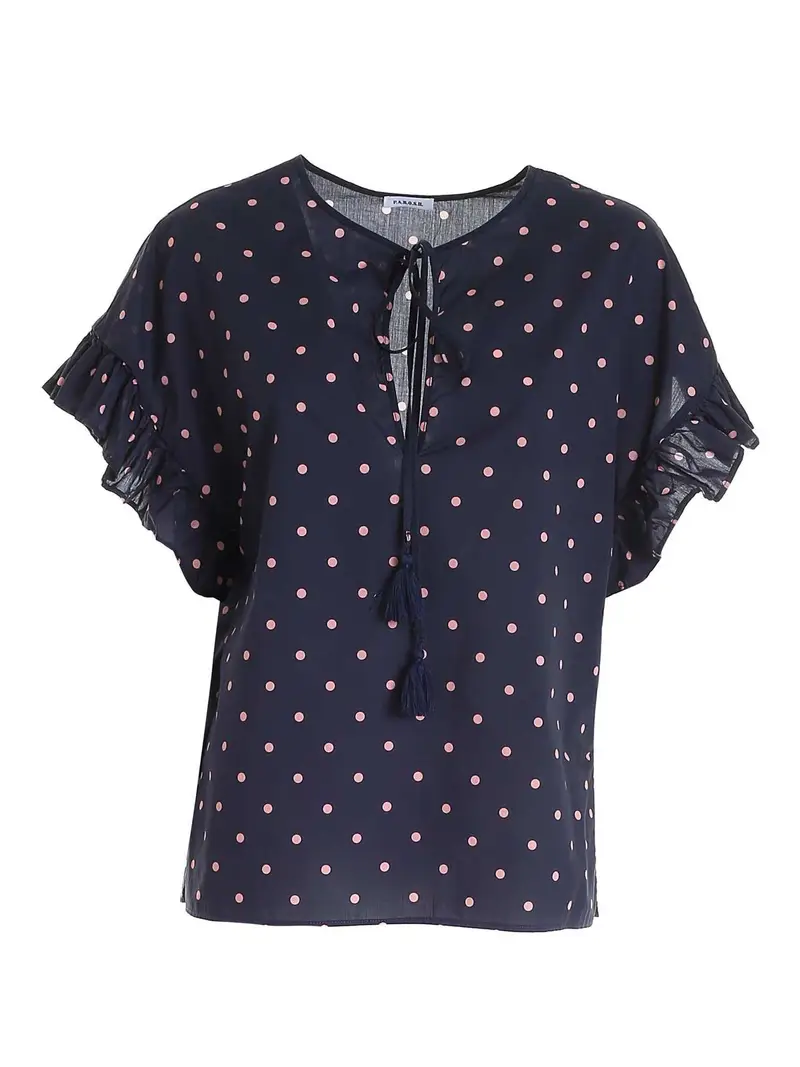 . Blusa blu e rosa a pois