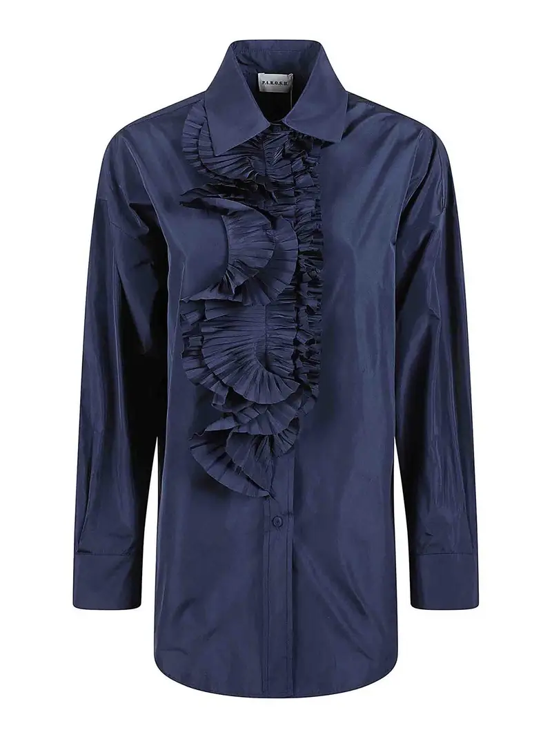 . Camicia In Taffetas Blu