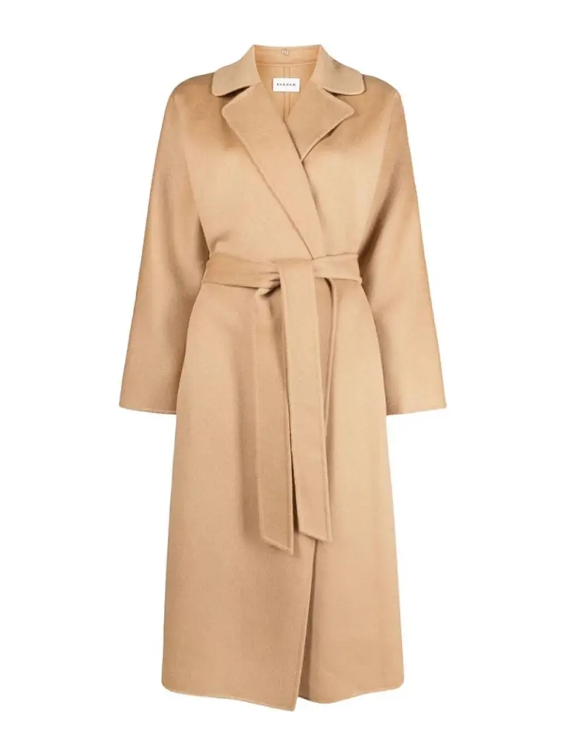 . Cappotto Con Cintura Cammello