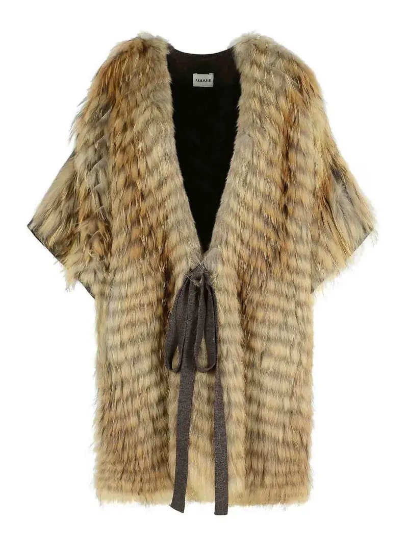 Cappotto di miscela di lana bicolore Marrone