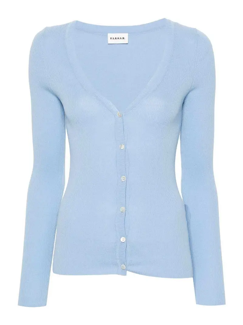 Cardigan in T-shirt a coste Azzurro