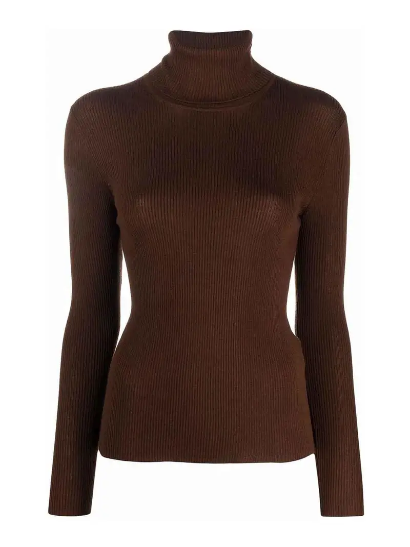 . D maglione a collo alto Marrone Scuro