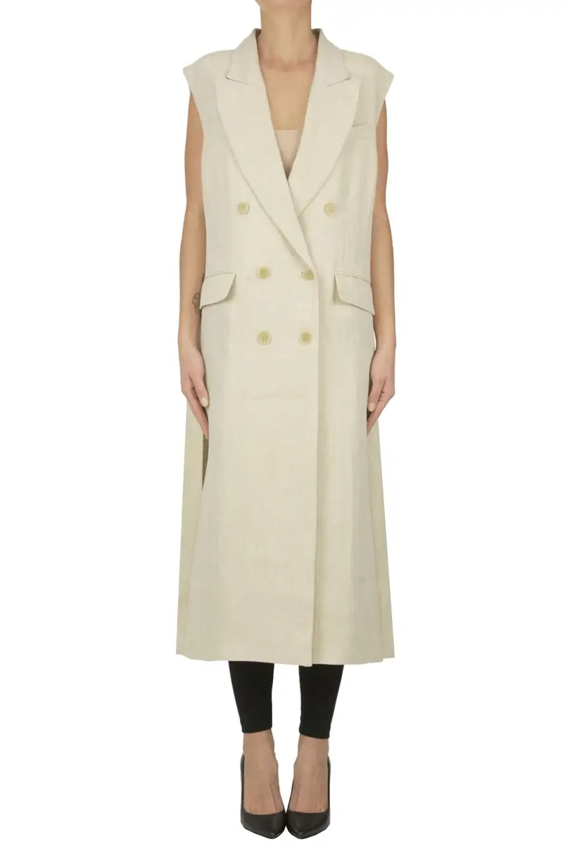 Gilet doppiopetto in lino