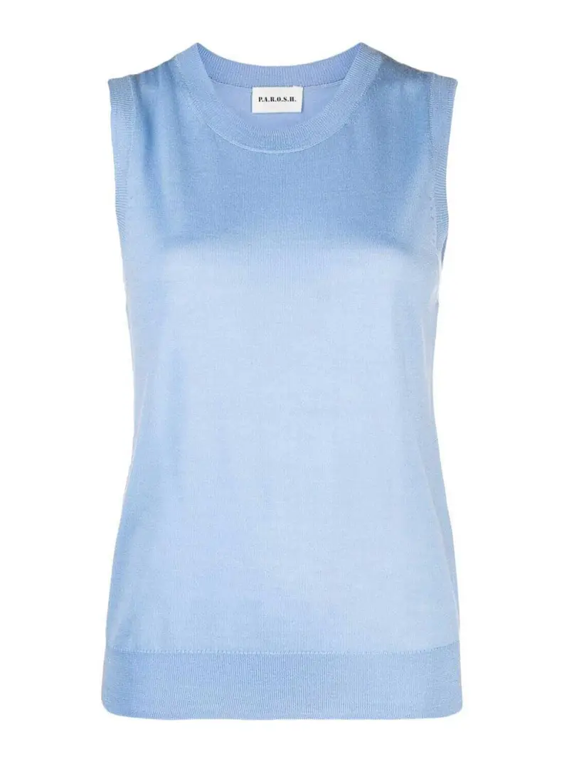 Maglia girocollo senza maniche Blu