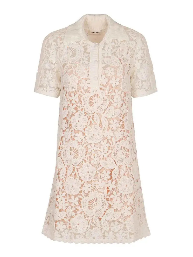 . Mini abito di cotone in rame Bianco