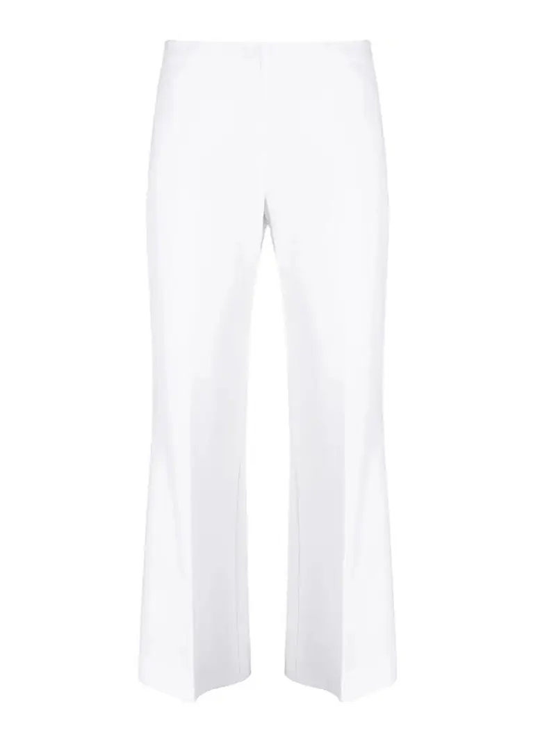 Pantaloni cropped svasati in lana stretch Bianco