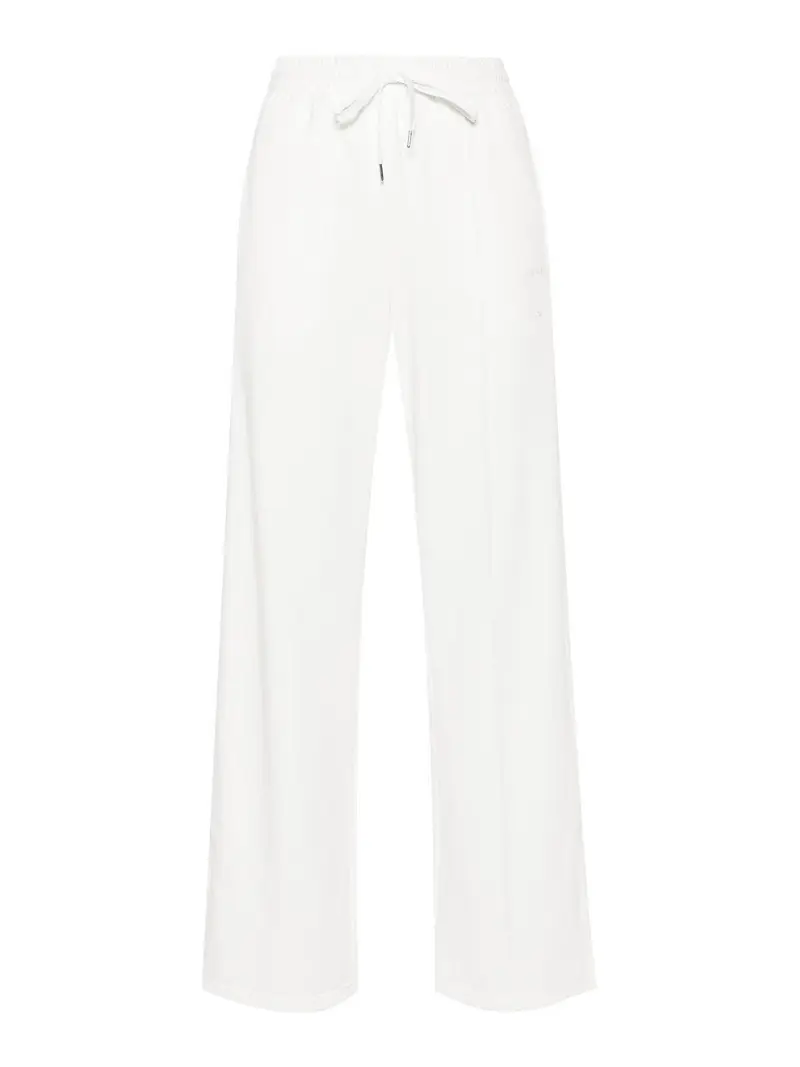 . Pantaloni dritti con logo ricamato Bianco