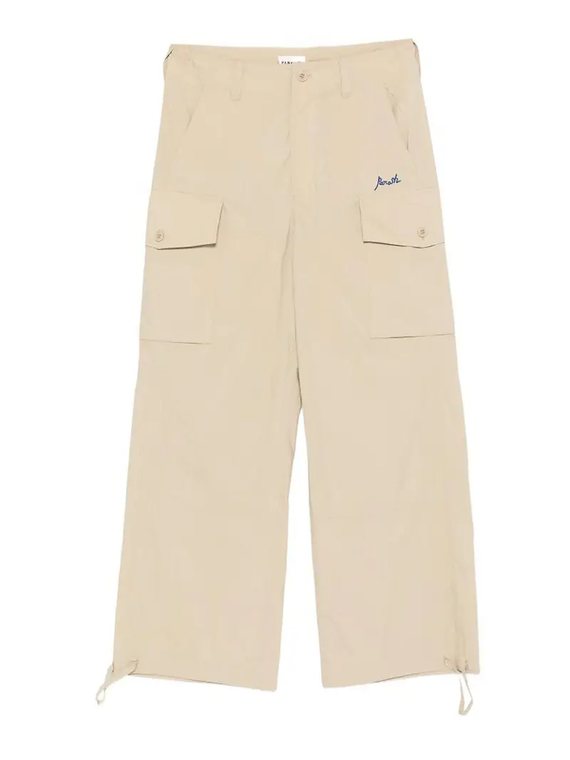 Pantaloni In Nylon E Cotone Beige