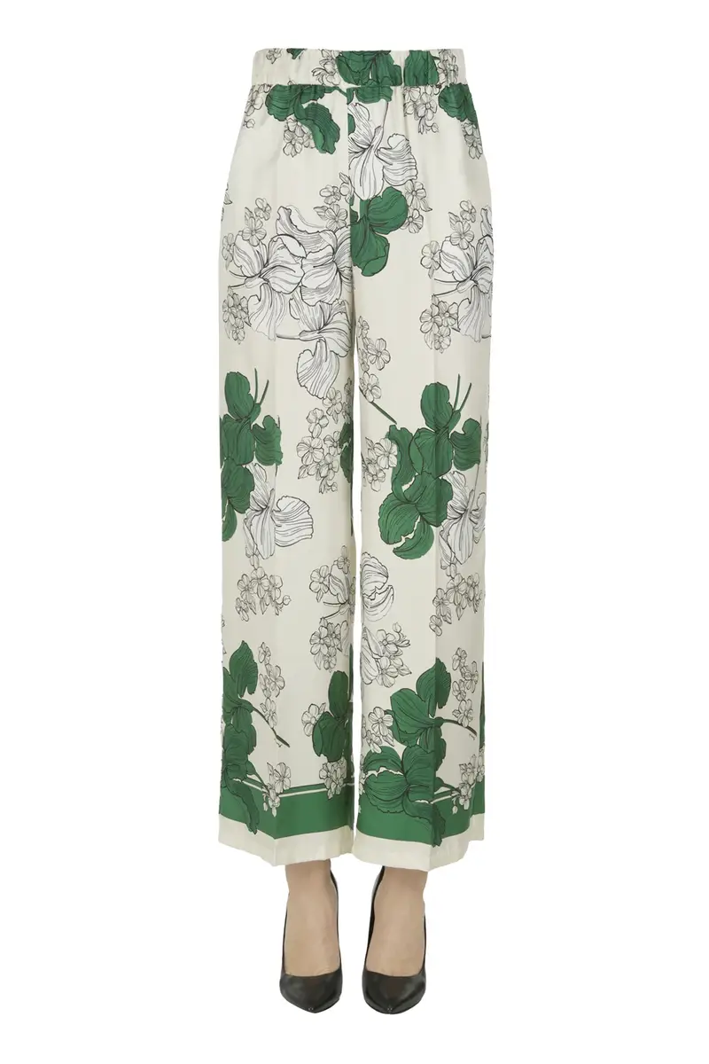Pantaloni in seta floreale