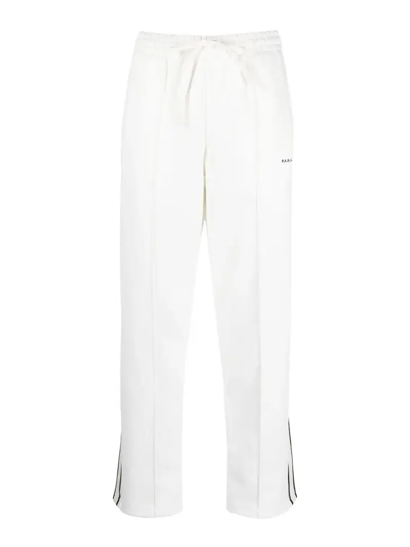 . Pantaloni sportivi a righe con logo ricamato Bianco