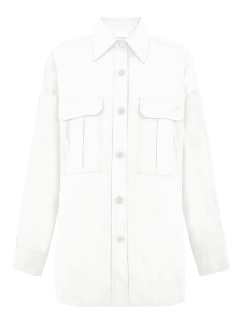 . Tasca della camicia di cotone ninja Bianco