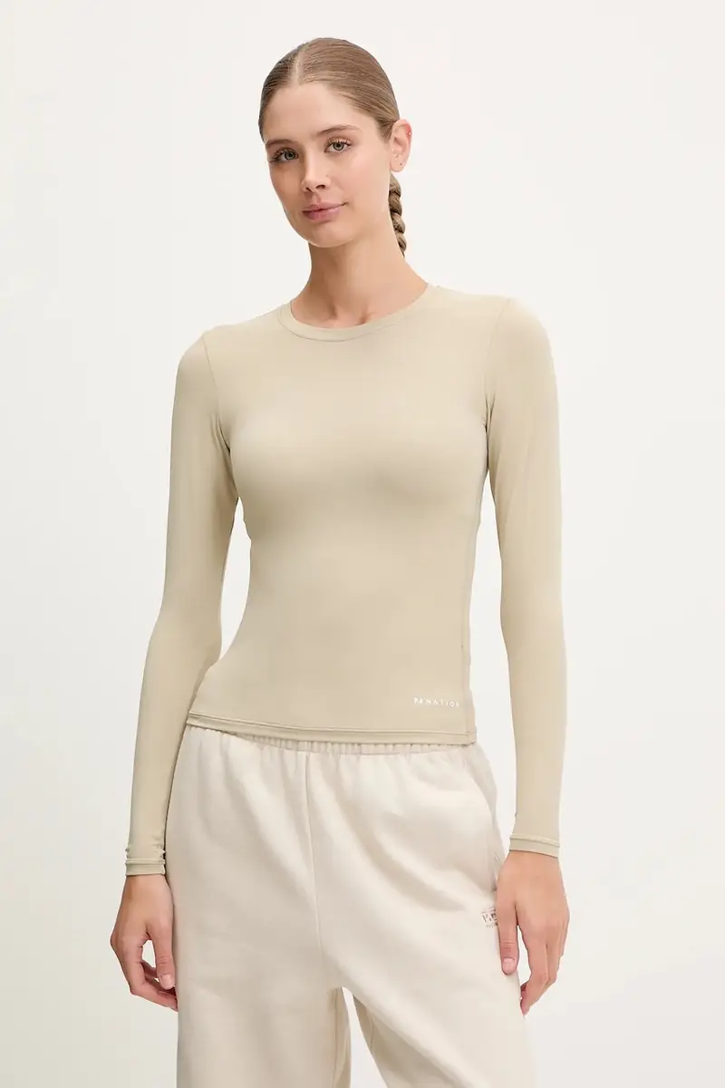 camicia a maniche lunghe Foundation LS donna colore grigio 243L265 Beige