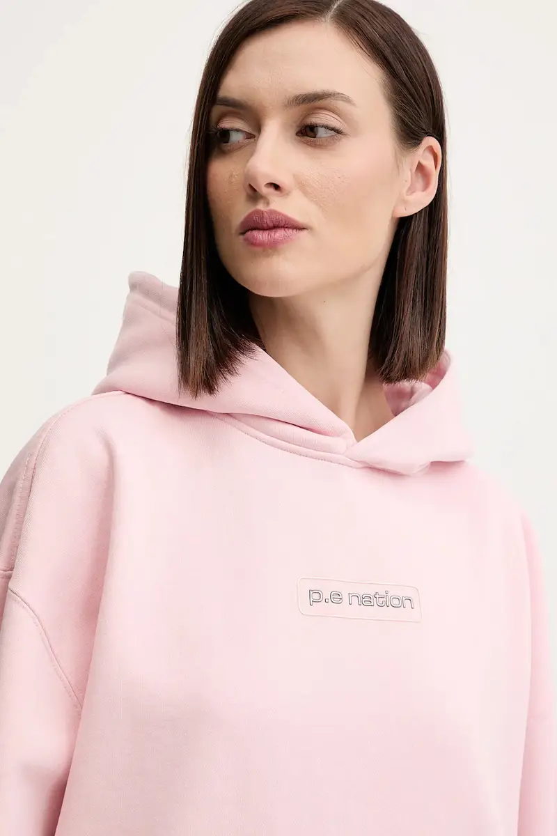 felpa donna colore rosa con cappuccio con applicazione 253H096 miniatura 4