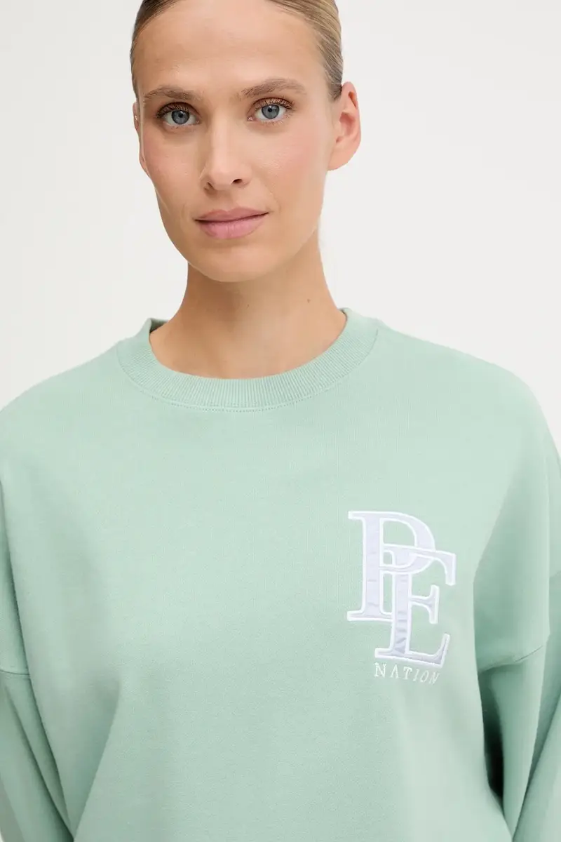 felpa in cotone Summit donna con applicazione 253F178 Verde miniatura 4