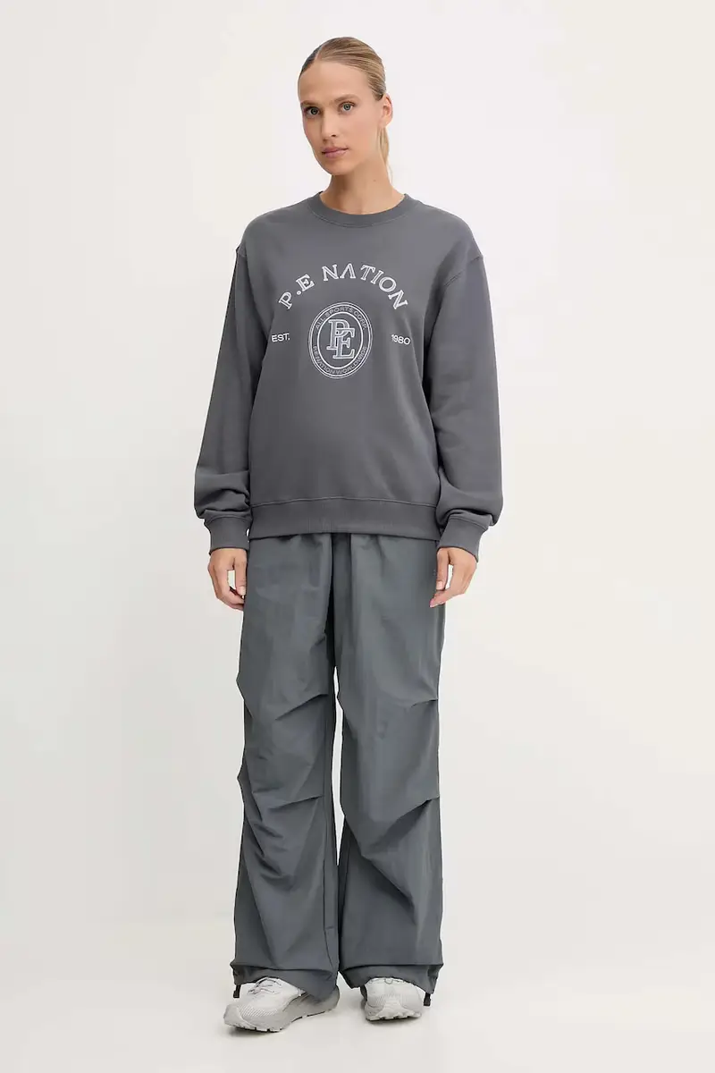 felpa in cotone Voyage donna colore grigio con applicazione 253F133 miniatura 2