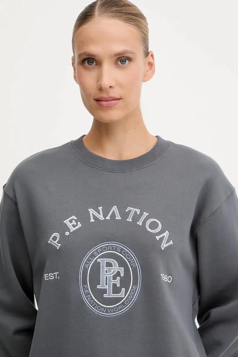 felpa in cotone Voyage donna colore grigio con applicazione 253F133 miniatura 4