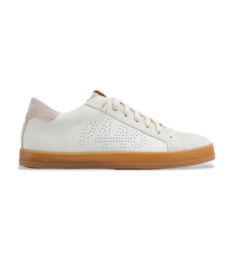 per donna S25JOHN2 Sneakers in pelle bianca John (36), Bianco, Basso, Stringhe, Casual