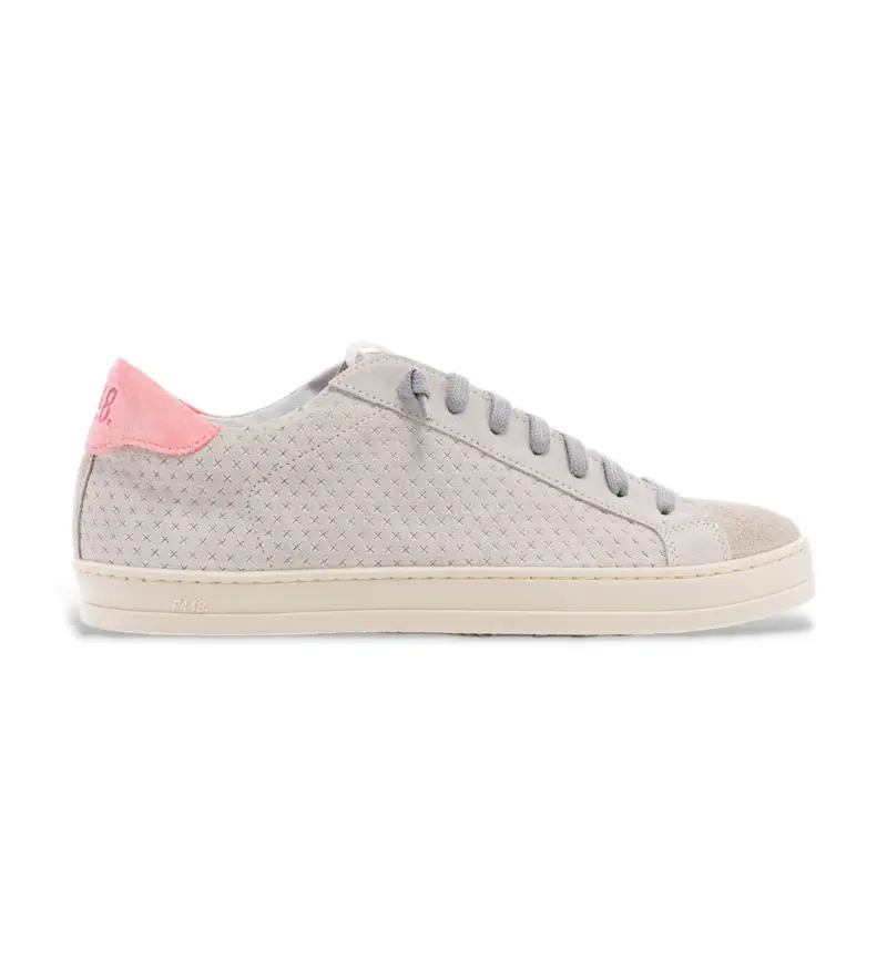 per donna S25JOHN88 Sneakers in pelle bianca John (36), Bianco, Basso, Stringhe, Casual Grigio