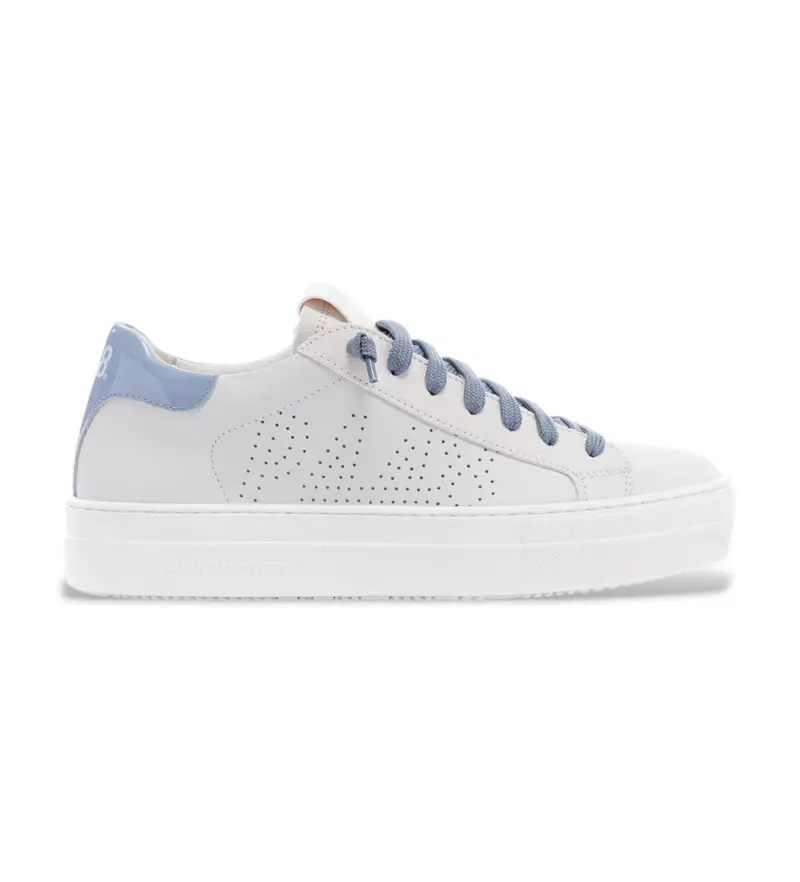 per donna S25THEA2 Sneakers Thea in pelle bianca (36), Bianco, Basso, Stringhe, Casual Azzurro