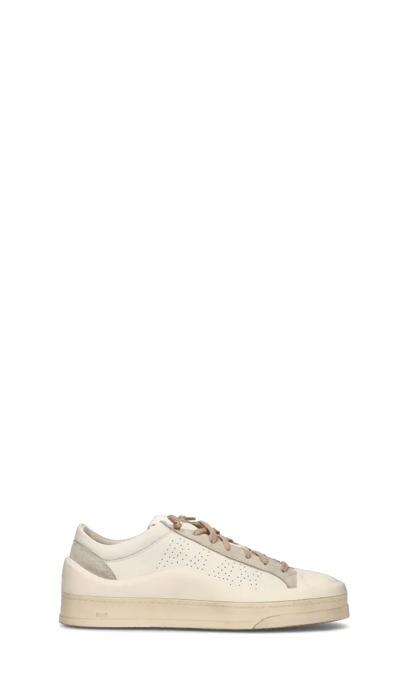 P448 Sneakers uomo bianca e beige in pelle