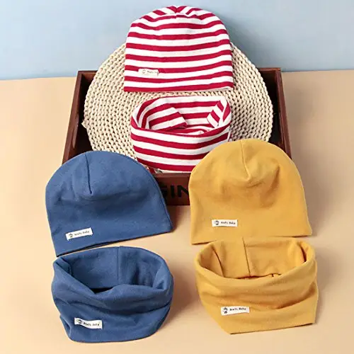 PAADIYA Boomly Autunno e Inverno Caldo Cute Tinta unita Morbido Cappello in Cotone Berretto e Sciarpa Scaldacollo miniatura 3