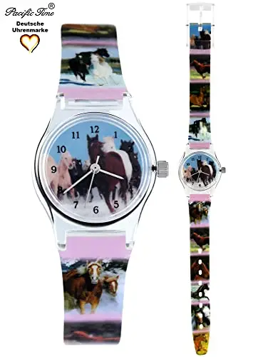 Pacific Time Orologio al quarzo per bambini con cavalli, 20569 miniatura 2
