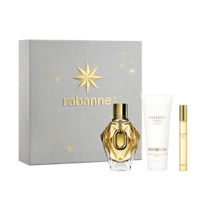 Rabanne Million Gold For Her Eau de Parfum Spray 90ml Set di 3 pezzi