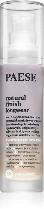 Paese Nanorevit fondotinta lunga tenuta effetto nutriente colore 02 Porcellana 30 ml