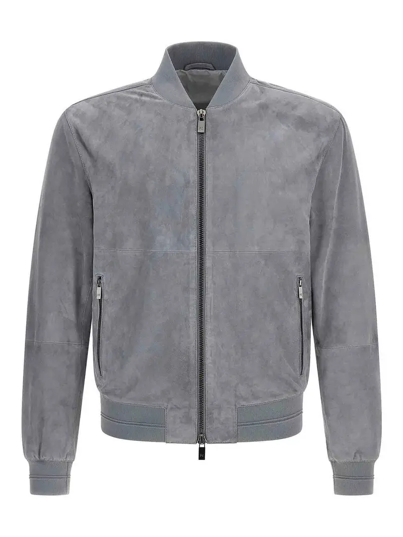Giacca in pelle scamosciata Grigio