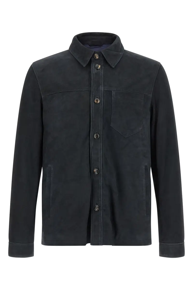 Overshirt Suede Blu