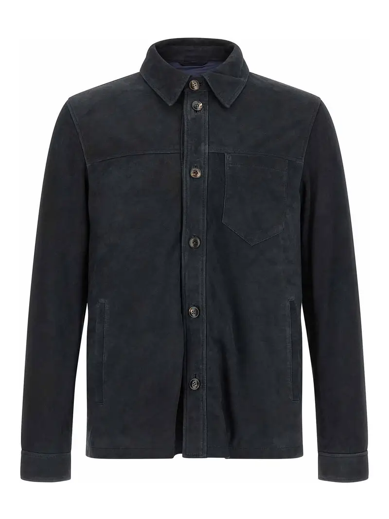 Sovracamicia in pelle scamosciata Blu