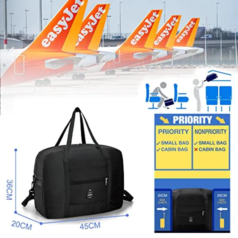 PALAMEA 40L Bagagli da viaggio pieghevoli Bagaglio a Mano Easyjet 45x36x20 Borsa Palestra Borse da viaggio Borsa da palestra per viaggi Sport Palestra nero miniatura 2