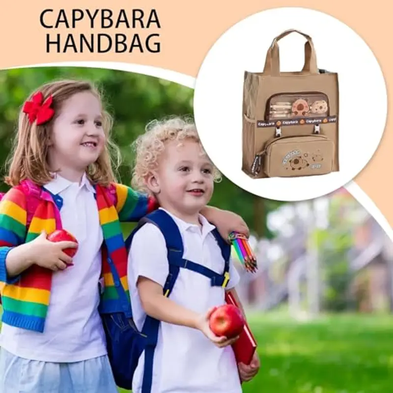Palaufr Borsa Tote Animale Capibara - Borsa Cartone Animale Zainetto | Portatile Da Viaggio Per Bambini Ragazzi Studenti miniatura 3