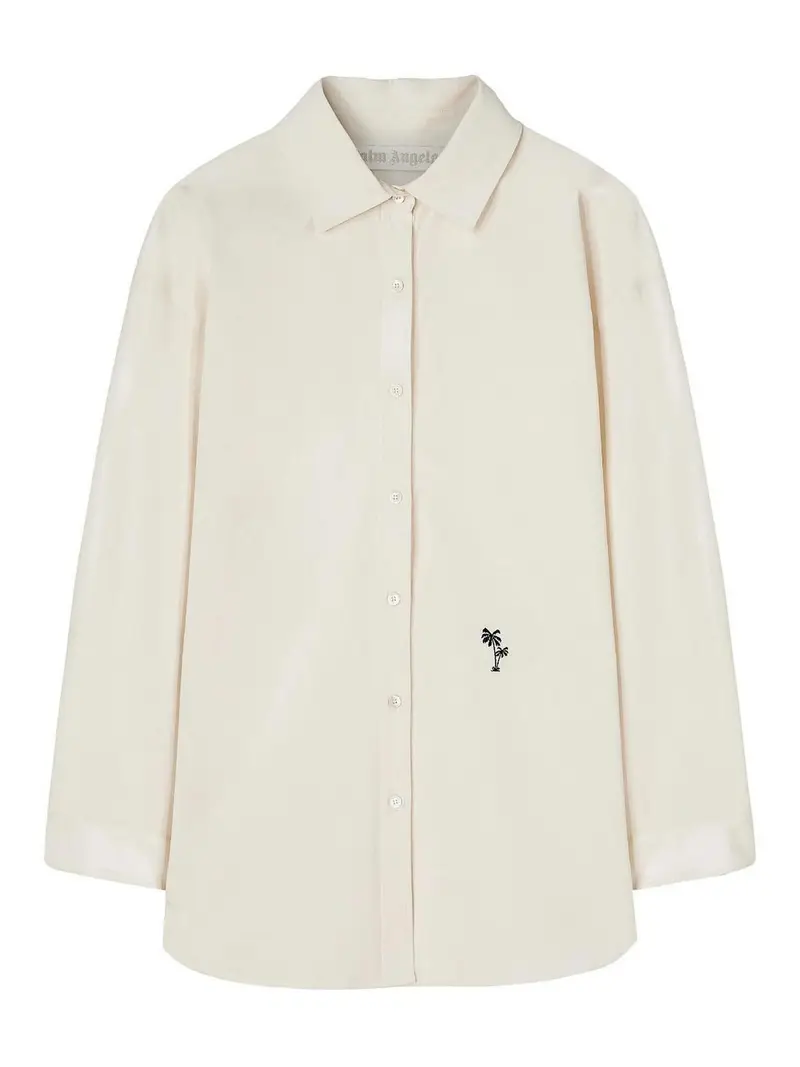 Camicia in cotone logata Beige