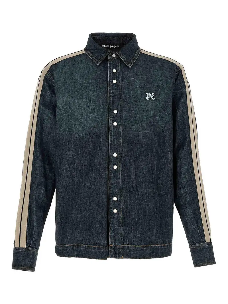 Camicia sportiva con monogramma Blu