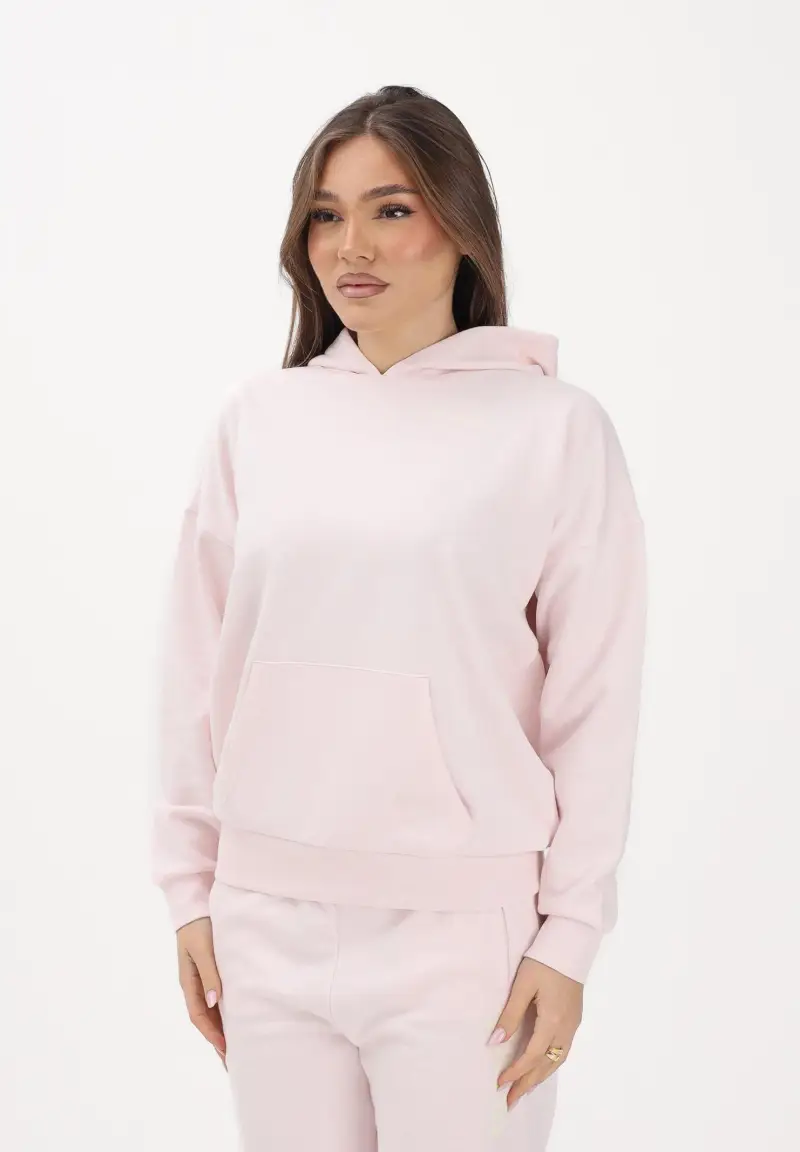 Felpa con cappuccio rosa per donna, ragazze e bambine rifinita da logo