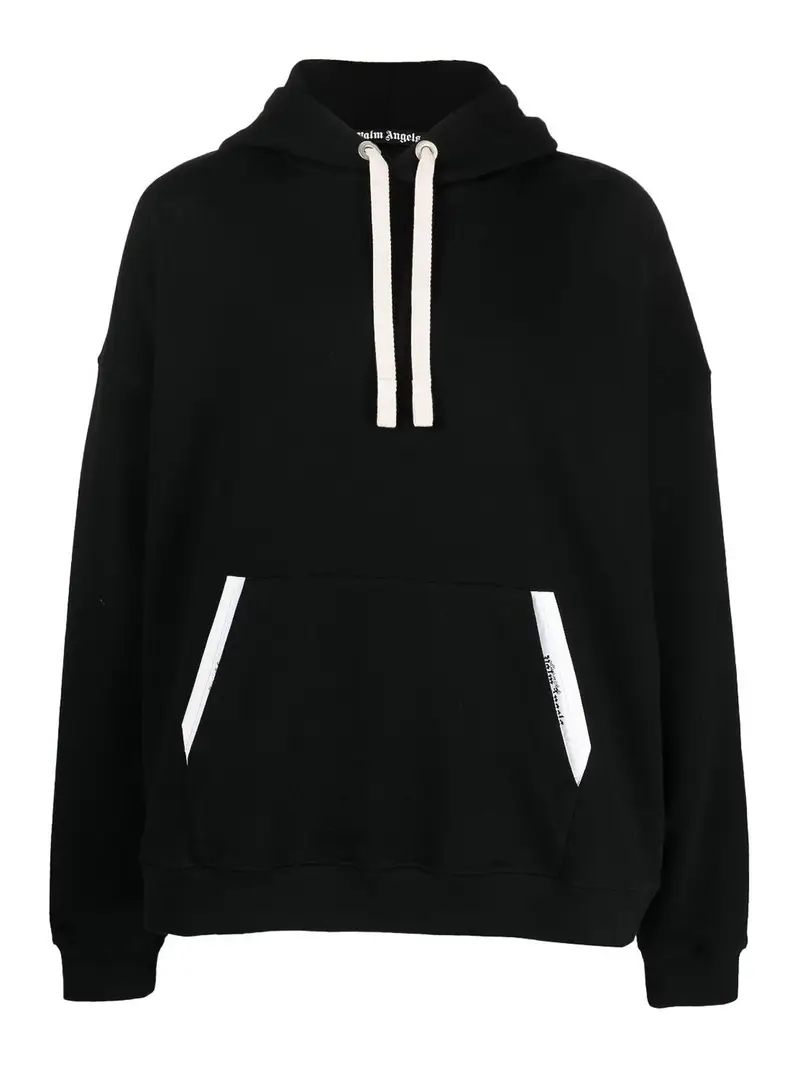 Felpa con cappuccio sartoriale in fettuccia Nero