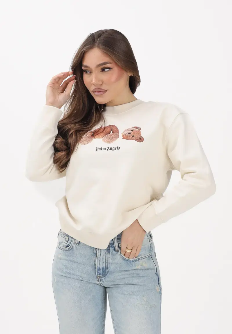 Felpa girocollo panna per donna, ragazzi e bambini con stampa miniatura 2