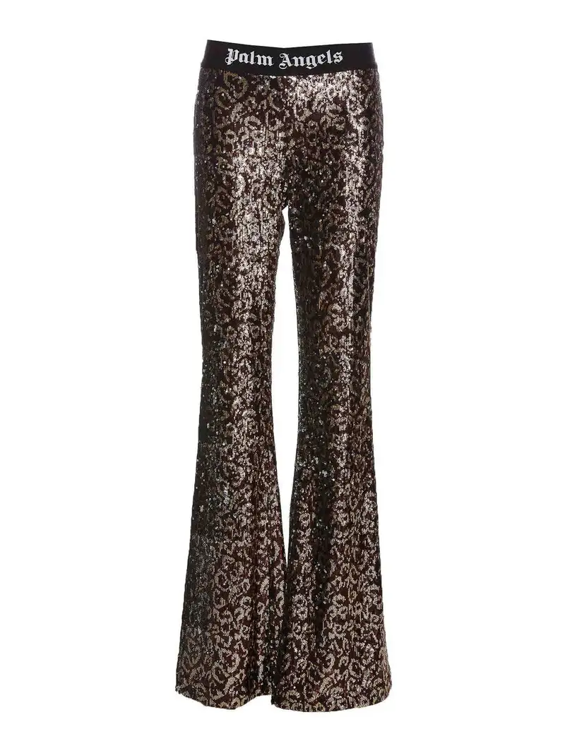 Logo tape pants Marrone