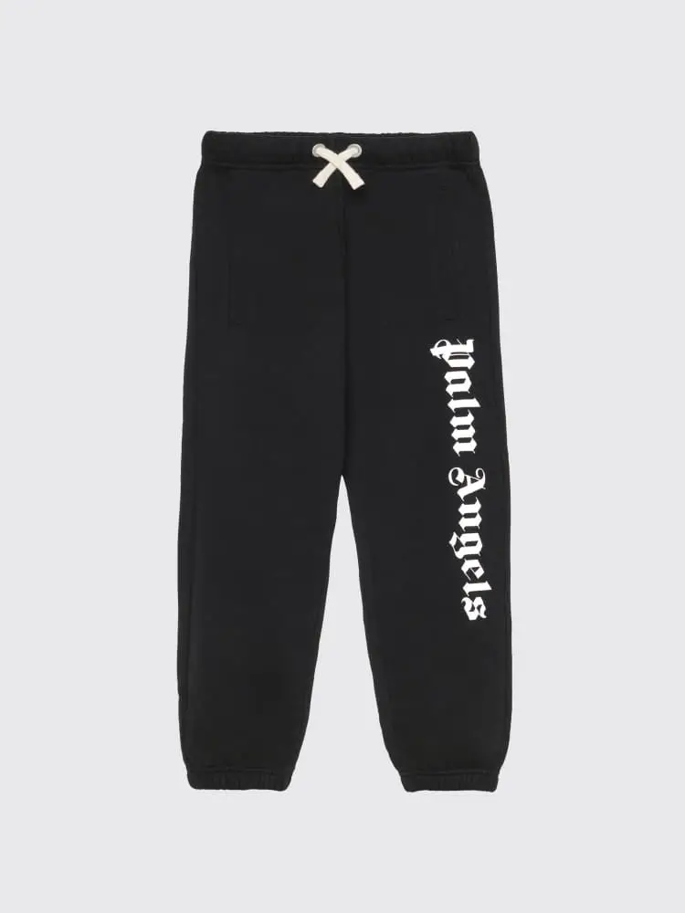 pantalone jogging junior in cotone nero con stampa logo