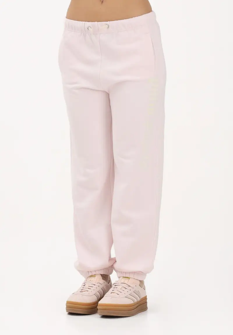 Pantalone sportivo rosa per donna, ragazze e bambine con stampa logo