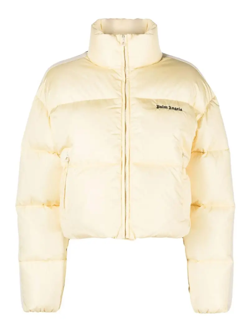 Piumino con logo ricamato Giallo Chiaro